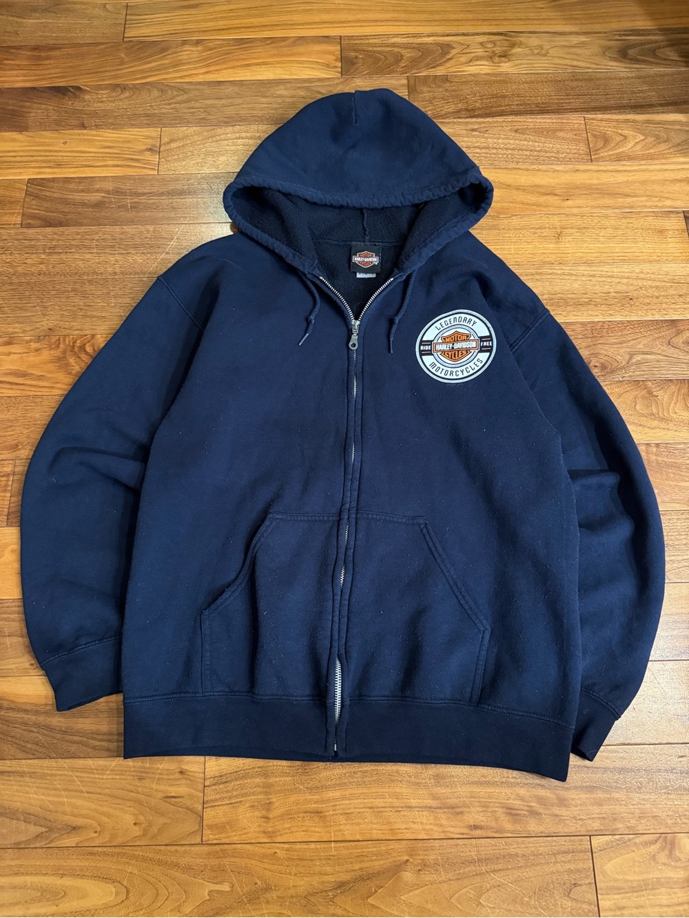 Harley-Davidson Navy Full-Zip Hooded Sweatshirt with Patch